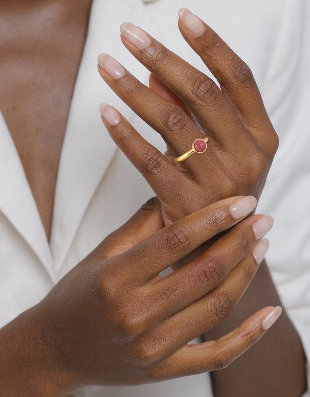 Elli Jewelry - Ring Agate 925 Sterling Silver Gold-Plated