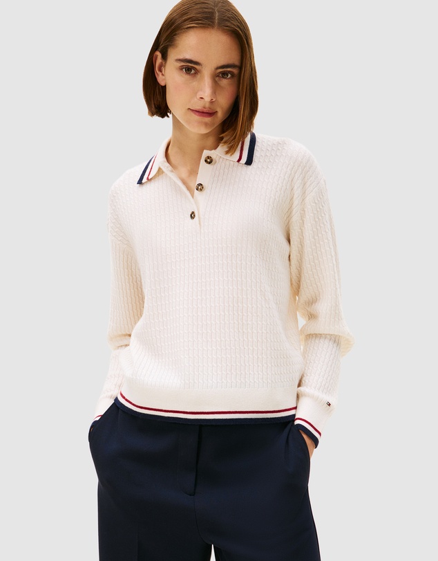 Tommy Hilfiger - Cable Knit Relaxed Polo Jumper