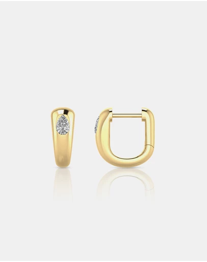 Zoe Olivia - 9K Gold Pear Lab Grown Diamond Huggie Earrings