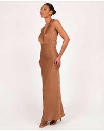 Petal & Pup - Kalina Halterneck Maxi Dress - Bronze