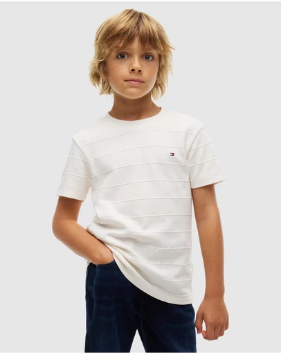 Tommy Hilfiger - Jacquard Stripe Flag Embroidery T-Shirt - Kids