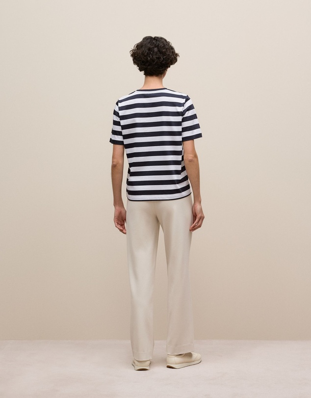 Trenery - Mercerised Cotton Stripe T-shirt in Night Sky