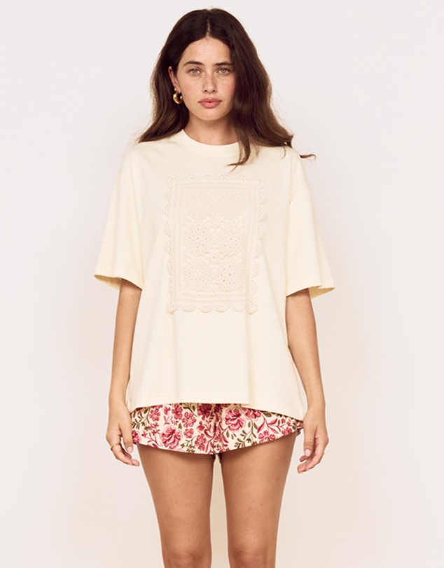 MINKPINK - Amelie Crochet Applique Tee