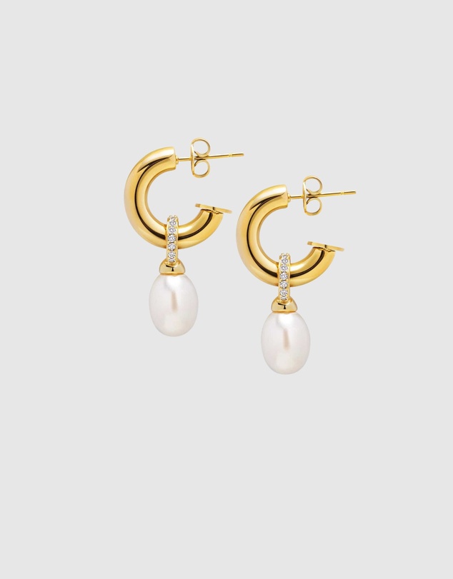 Nialaya Jewellery - Women's Chunky Pearl Hoops