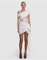 Self Portrait - Rhinestone Lace Tie Side Mini Dress