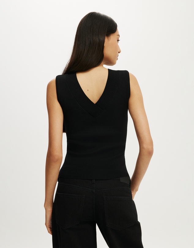 Cotton On - Double Knit V Neck Tank