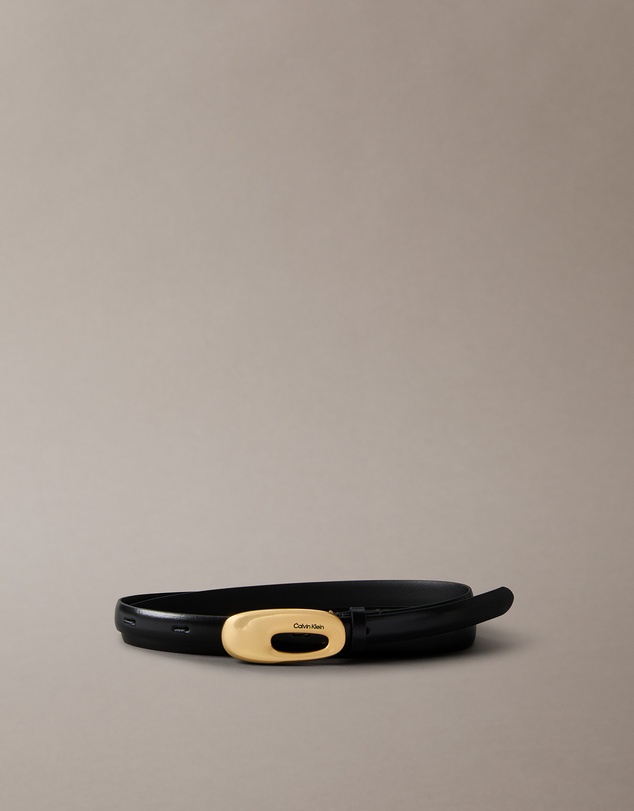Calvin Klein - Full Grain Leather Skinny Chunky Buckle Belt
