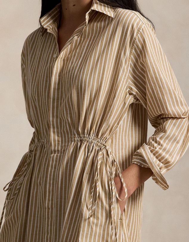Polo Ralph Lauren - Striped Cotton-Linen Drawcord Shirtdress