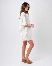 UNE PIECE - Scalloped Lace V-Neck Mini Kaftan