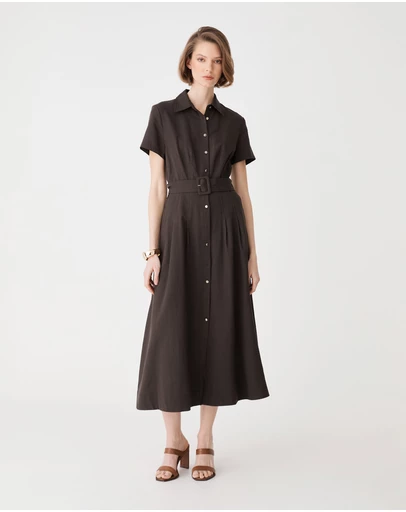 Forcast - Ebony Tencel Cupro Shirt Dress