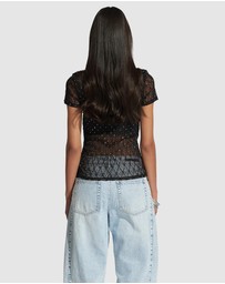 Decjuba - Zoe Lace Rhinestone Tee