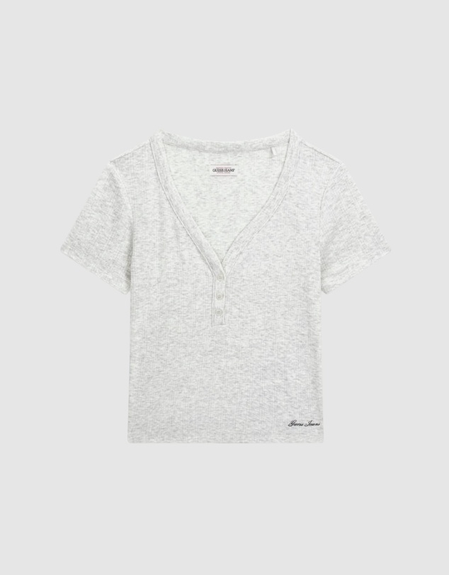 GUESS Jeans - GUESS JEANS Heather Pointelle Henley Top