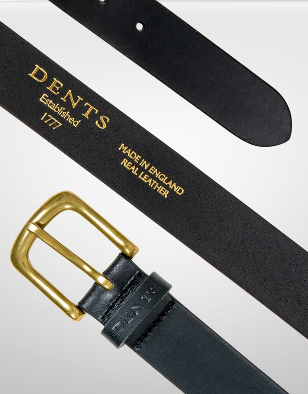 DENTS - Heritage Lined Full Grain Leather Belt with Brass Buckle