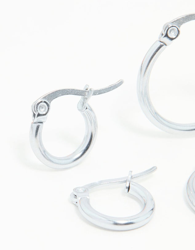 Lovisa - Surgical Steel Clasp Hoop Earrings 2-Pack
