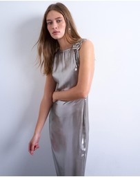 TOPSHOP - Metallic Midiaxi Dress With Silver Hardware