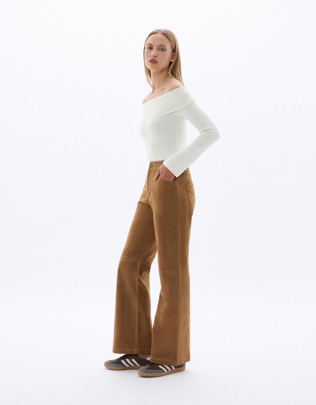 Dazie - Do Your Thing Faux Suede High Waisted Straight Leg Pants