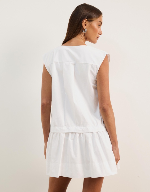 Atmos&Here - Allie Cotton Poplin V-Neck Mini Dress
