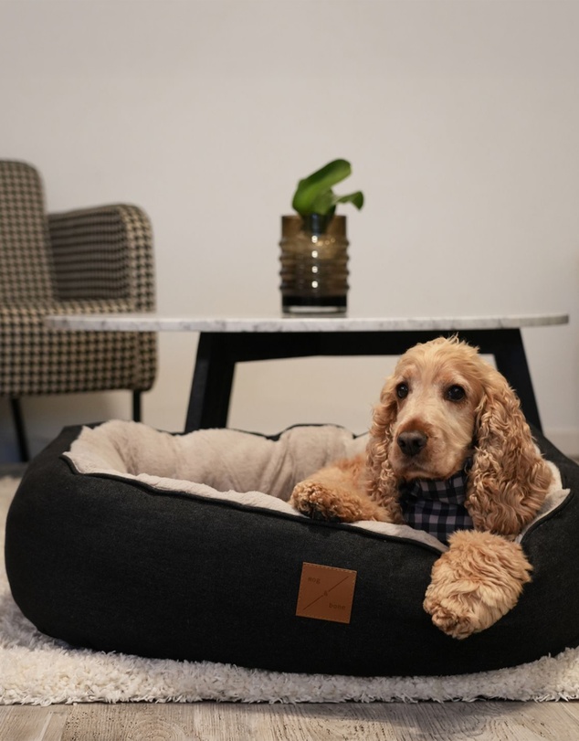 Mog & Bone - 4 Seasons Reversible Circular Dog Bed - Black Denim