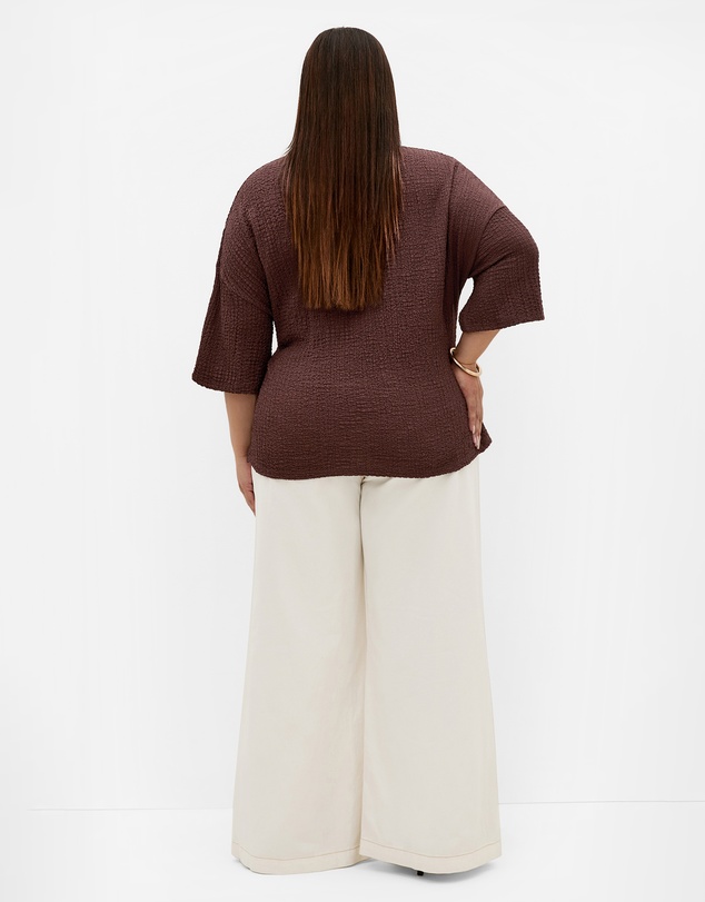 City Chic - Plus size Zoie Elbow Sleeve Side Tie Top - chocolate