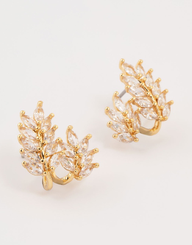 Lovisa - Gold Plated Cubic Zirconia Roman Leaf Crawler Earrings