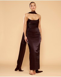 CATHERINE FERRARO - Evangeline Strapless Gown with Scarf
