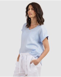 CAMIXA - Martina Linen V-Neck T-shirt