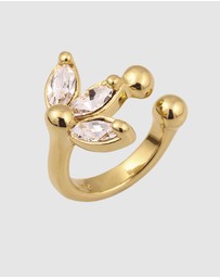 Elli Jewelry - Earrings Single Earcuff Crystal Flower 925 Sterling Silver Gold-Plated