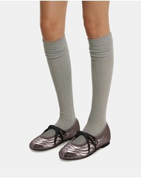 JW PEI - Erika Topstitching Lace-up Ballet Flats