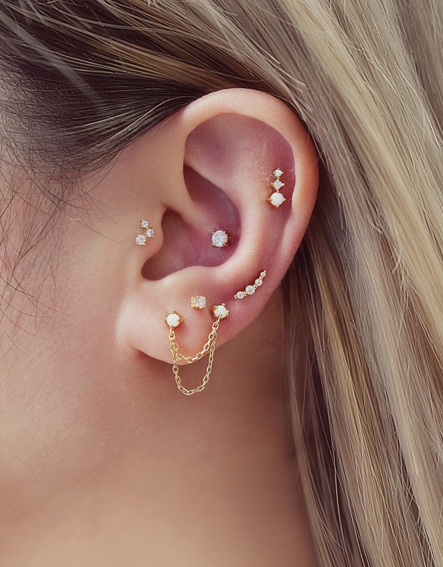 Ania Haie - Ania Haie Gold Bezel Beaded Stone Stud Earrings