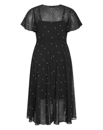 City Chic - Spot Frill Sleeve Wrap Midi Dress