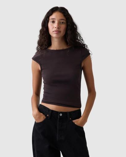 GAP - SS Mod Cap Sleeve Boatneck T-Shirt