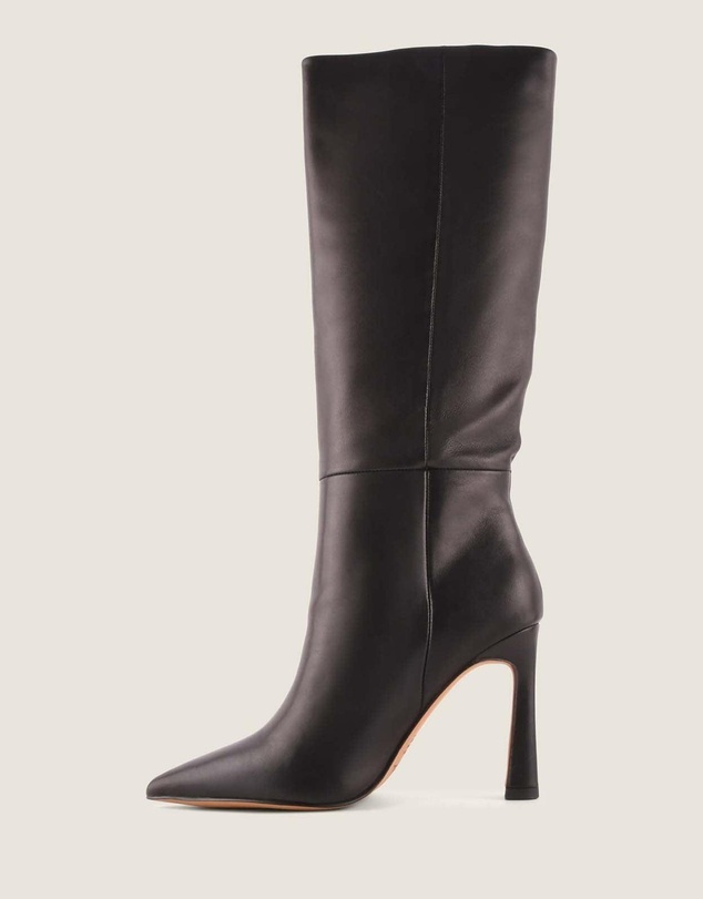 Shelly Shen - Lennon Heel Long Boots Black Leather