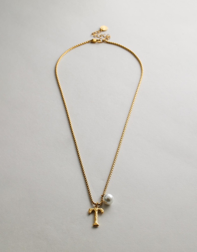 Zahar - Pearl Letter T Necklace
