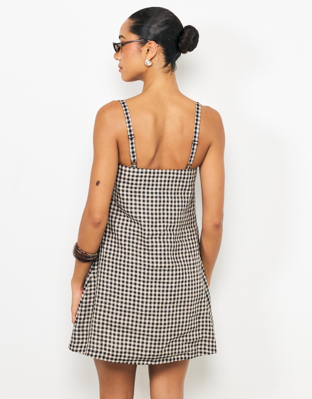 AERE - Avenly Linen Gingham Mini Dress