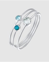 Elli Jewelry - Ring Set Stack Basic with Crystals Blue in 925 Sterling Silver