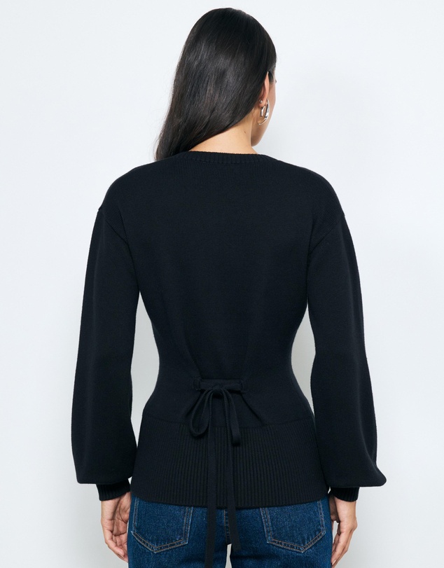AERE - Bria Cotton Cashmere Blend Waisted Cardigan