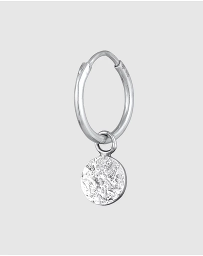 Kuzzoi - ICONIC EXCLUSIVE - Earrings Men Creoles Platelet Pendant Organic Single Piece in 925 sterling silver