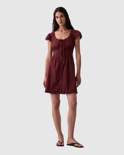 GAP - SS Lace Trim Button Mini Dress