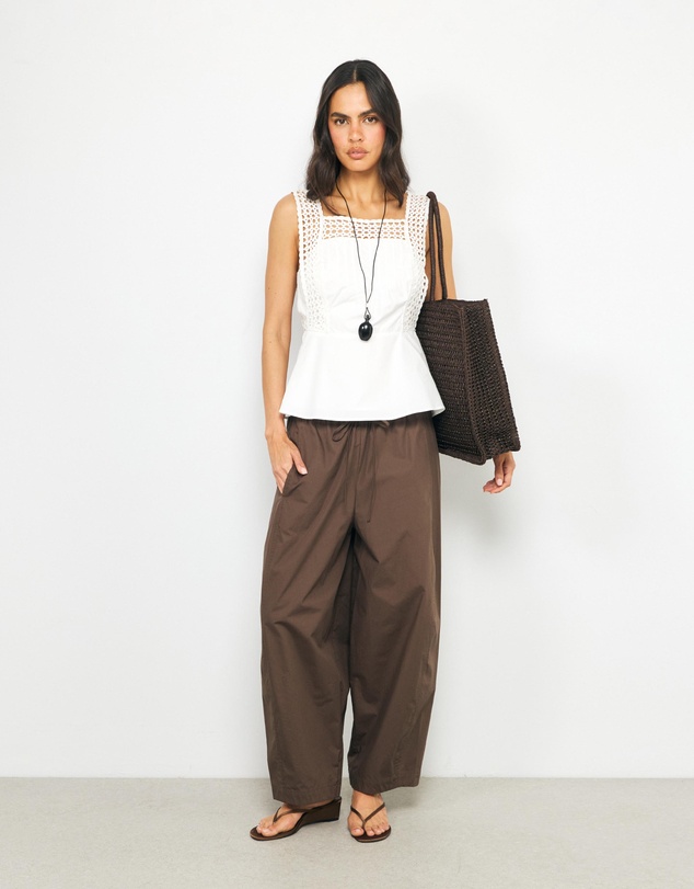 AERE - Serena Lace Poplin Top