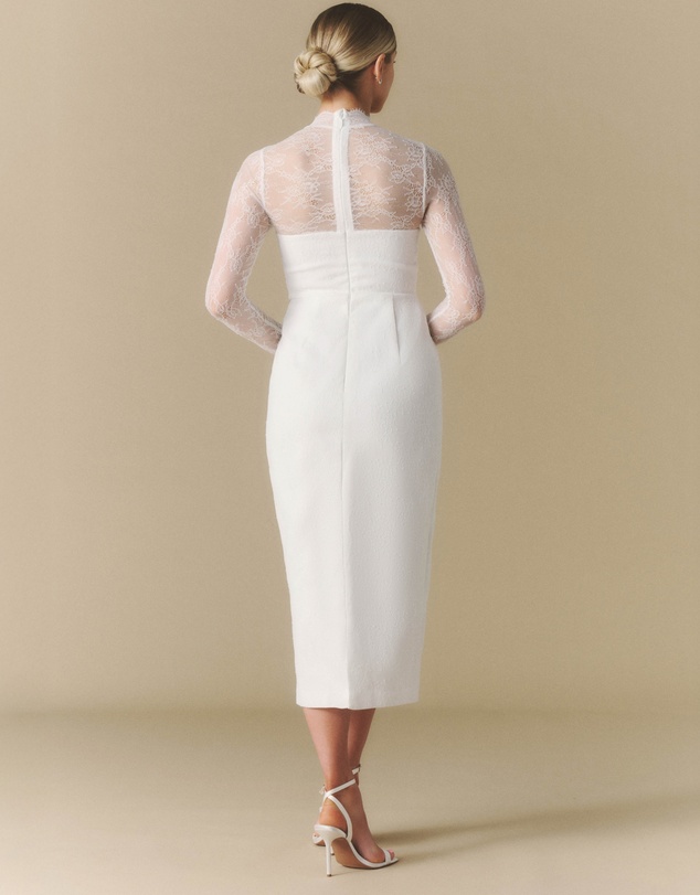 Six Stories - Lace Sleeve Cup Detail Midi Dress