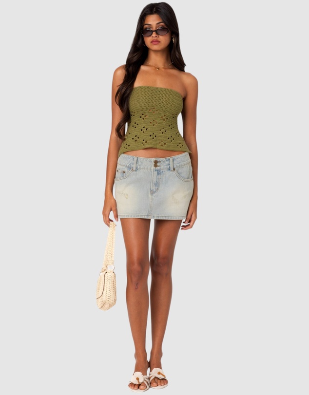 EDIKTED - Niki Crochet Strapless Top