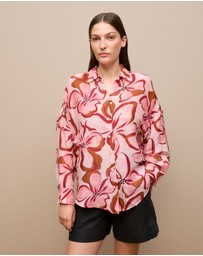 Trenery - Peony Linen Silk Resort Shirt in Soft Pink
