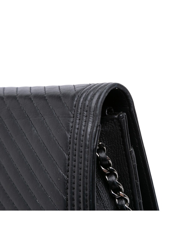 Pre-Loved by Azura Reborn - Pre-Loved Chevron Lambskin Boy Wallet on Chain