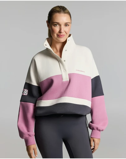 Rockwear - Cosy Fleece Blocked Snap Crew