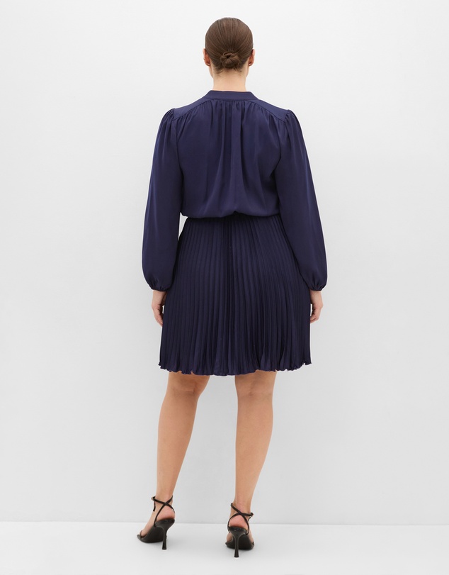 City Chic - Halle Long Sleeve Pleat Mini Dress