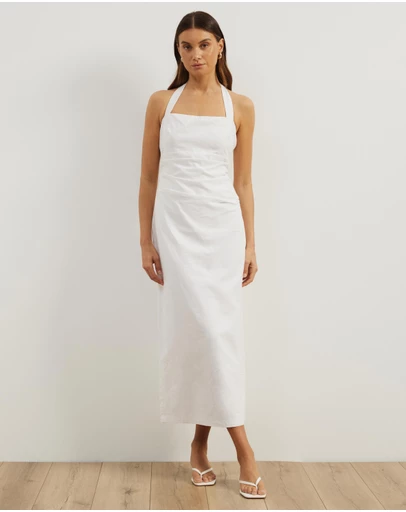 Atmos&Here - Bec Halter Neck Linen Blend Midi Dress