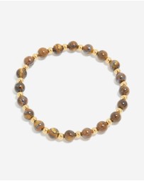 Lovisa - Waterproof Gold Plated Stainless Steel Tiger's Eye Semi Precious Stone Beaded Stretch Bracelet