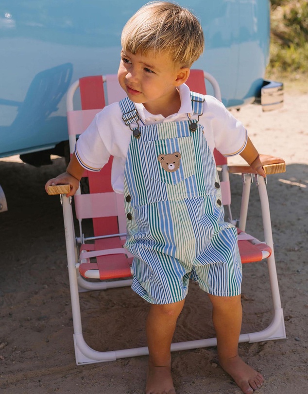 Huxbaby - Beach Club Hux Variegated Stripe Shortalls - Babies-Kids