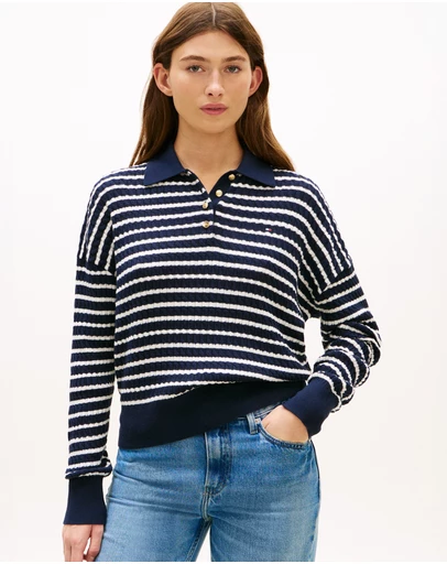 Tommy Hilfiger - Cable Knit Relaxed Polo Jumper