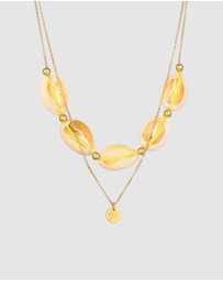 Elli Jewelry - Necklace Choker Layer Kauri Shell Coin 925 Silver Gold Plated